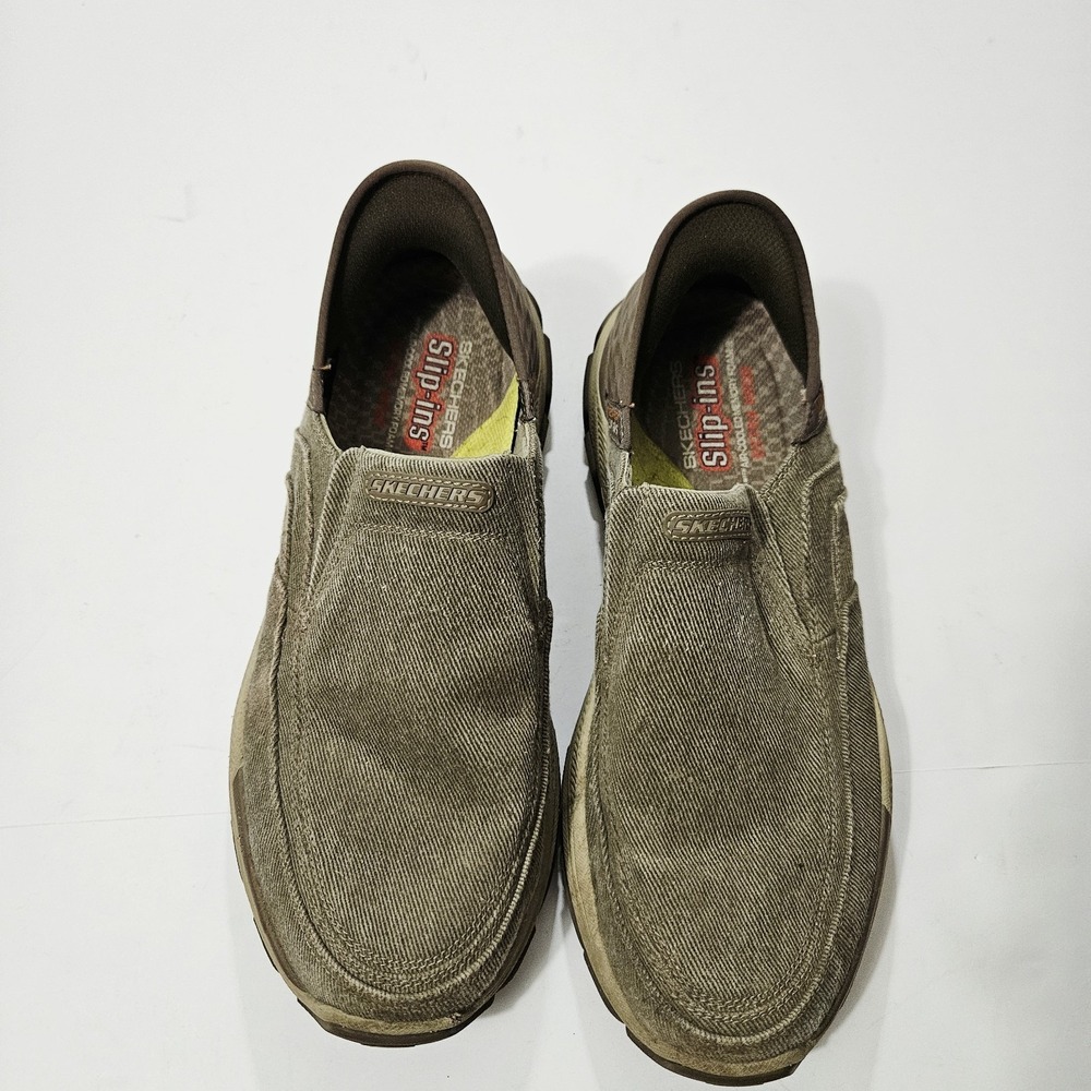 SKECHERS Men's Casual Canvas Slip-Ins, Goodyear® Sole Size 12 Brown - Picture 3 of 9